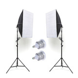 Kit 2x Softbox Led 50x70 + Tripé + Lâmpada 50w 5500k Bivolt