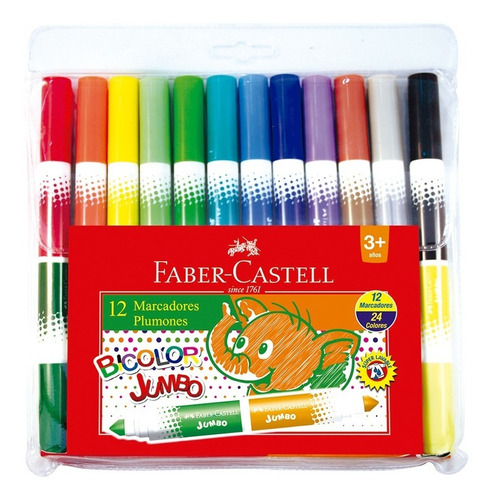 Plumones Faber Castell Bicolor Jumbo X 12 Uds