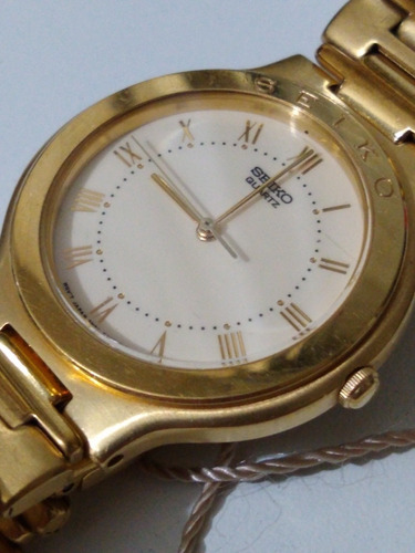 Reloj Seiko Original Cuarzo Enchap Oro Cristal Linea Presage