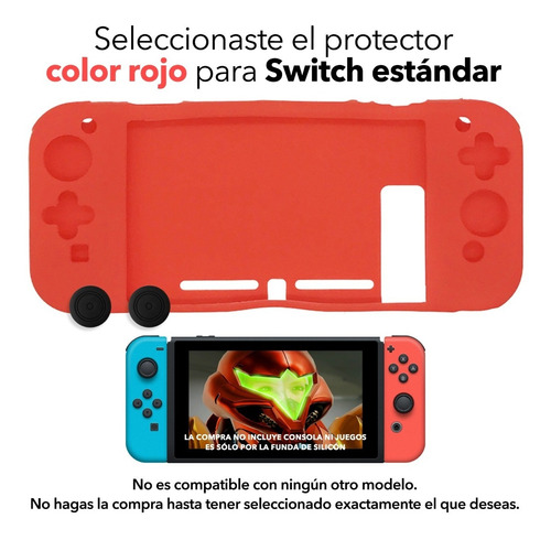 Protector Silicón Switch + Regalo Thumb Grips | Funda Suave Case Completo Full Body | Para Switch «normal», No Lite