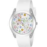 Reloj Mujer Guess Cristal Mineral 39 Mm Wr 30m U1059l1 Color De La Correa Blanco Color Del Bisel Plateado Color Del Fondo Plateado