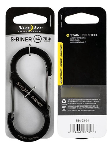 Llavero Mosquetón S-biner Dual Carabiner #4 Negro Nite Ize