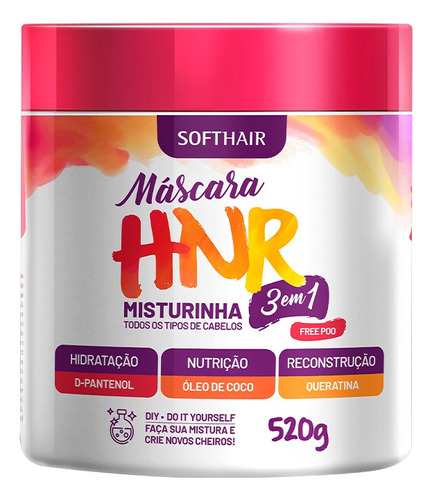 Softhair Hnr Máscara Misturinha 3 Em1 Free Poo 520g