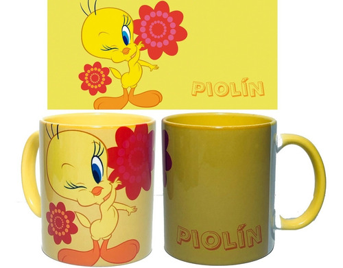 Planeta Mugs Taza Amarilla Ceramica 11oz Looney Tunes Piolin