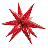 3 Globo De Estrella Picos 3d Star Magic 12 Puntas 26 Pulgad Color Rojo