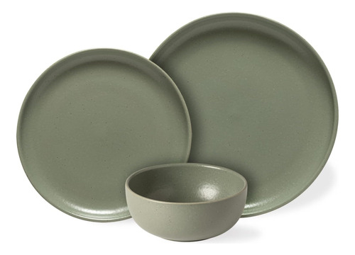 Set De Vajilla Verde Alcachofa Cerámica 18 Piezas Pacifica