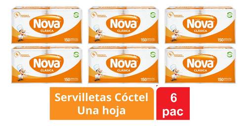 Servilletas Nova Clasica Pack Familiar Coctel 150unid X 6paq