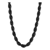 Cadena Soga 4 Mm Negra Acero 60 Cm Trenzada Hombre Y Mujer