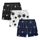 Kit 3 Bermudas Masculinas Plus Size Shorts Tactel Estampado