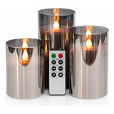 Velas Led Con Espejo Tintado Plateado Gris Vidrio Juego  [u]