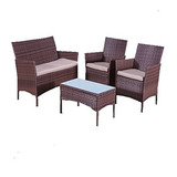 Juego Jardin Terraza Exterior Mesa Sillones Rattan Deco