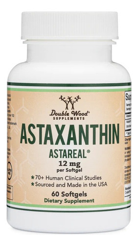 Double Wood Astaxantina (astareal) 12 Mg, 60 Softgels Sabor Sin Sabor