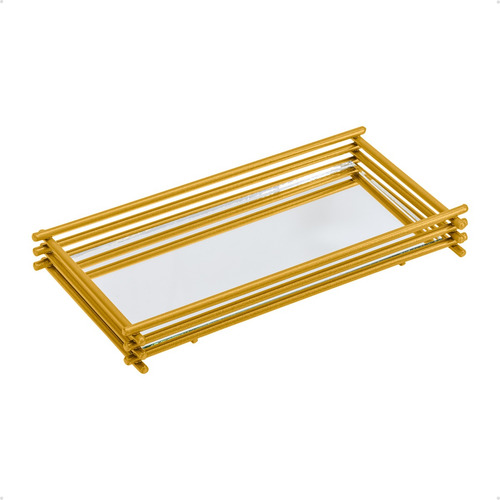 Bandeja P/ Lavabo Dourado Espelhado Banheiro Ferro Pequena