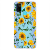 Funda Zte Blade Flores Girasoles Personalizada Con Tu Nombre