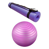 Bola Inflavel Exercicios Tapete Yoga 170x60cm Espessura 5mm Cor Lilás Roxa