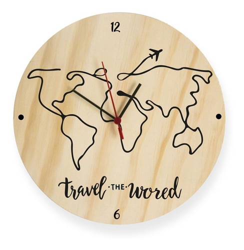 Reloj De Pared Madera Viajes Travel Mapa En Siluetas