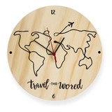 Reloj De Pared Madera Viajes Travel Mapa En Siluetas