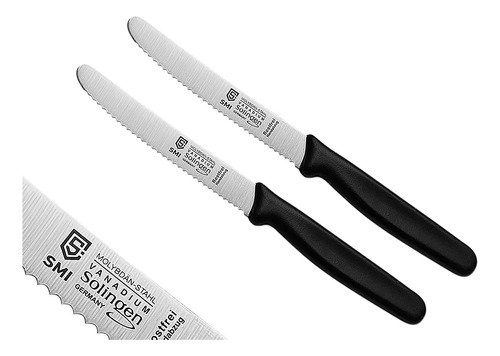 Smi - 2 Cuchillos De Tomate, Cuchillo De Pelar Negro Dentado