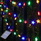 Estrella Solar Cadena De Luces 12m Al Aire Libre Led Brillo