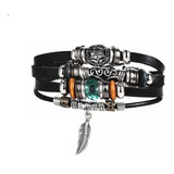 Pulsera Manilla Brazalete Cuero Pluma Soñador Hombre Y Mujer