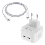 Carregador Completo 50w Fonte + Cabo Tomada 2 Entradas Usb-c