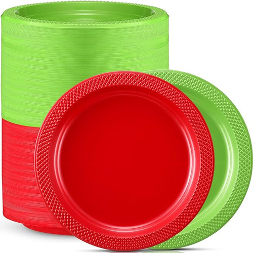 500 Platos Plástico Navidad Desechables Plástico Para Ensala