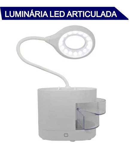 Luminaria Led Mesa Flexivel Estetica 3 Intensidades Cor Da Estrutura Branca