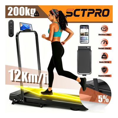 Caminadora Electrica 2.5hp Portatil 12km\u002Fh Pantalla Digital Caminadora Plegable Control Remoto Cinta De Correr Y Reposa Celular. Soporta Hasta 200 Kg, Perfecta Para Ejercicio Rutinas En Casa | Envío gratis