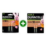 Pilha Recarregável Aa 2500-mah + Aaa2 900-mha Duracell