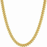 Collar De Cadena Cubana 4.5mm Bañado En Oro De 24k