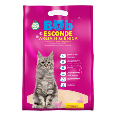 Bob Esconde Areia Higiênica Natural Para Gatos 2kg Combo C\u002F5 | Frete grátis