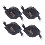 4x Cable De Red Retráctil Ultra Plano Cat6 Rj45 Ethernet