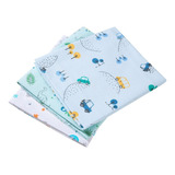 Kit 3 Cueiro Manta Flanelado Bebê Infantil Algodão Estampado Cor Azul Cor