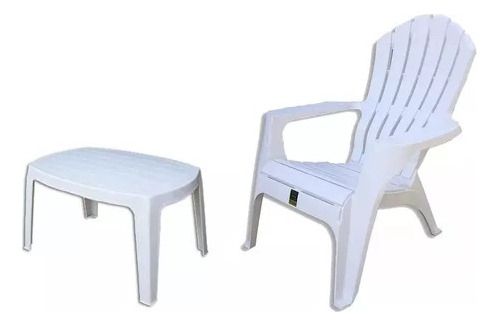 Combo 1 Silla Miami Blanca Plastico Mascardi 1 Mesa Ratona