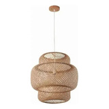 Lámpara Colgante Led Tejida De Bambú, Lámpara Dedd Color 50cm
