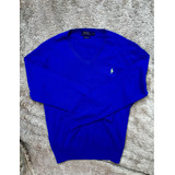 Suéter Azul Cuello V Polo Ralph Lauren Talla L De Hombre