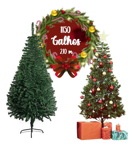 Árvore De Natal Pinheiro Luxo 2,10 Altura 1.150 Galhos