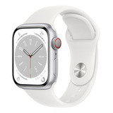 Apple Watch Series 8 Gps + Celular - Caja De Aluminio Color Plata 41 Mm - Correa Deportiva Blanca - Patrón