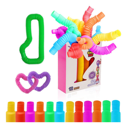 Pop Tubes Tubo Fidget Juguete Antiestres Colores Moda 12pzs 