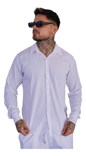 Camisa Poplin Elastizado Hombre Mangas Largas Premium