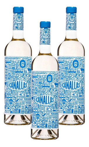 Pack De 3 Vino Blanco Canallas Merseguera Moscatel 750ml