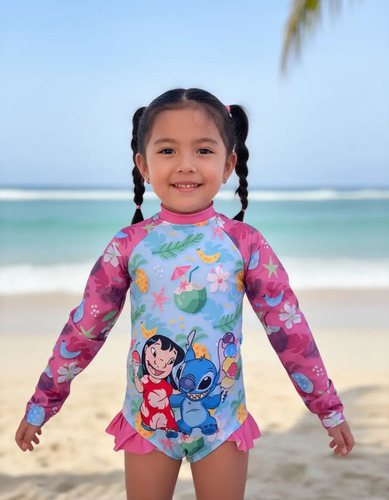 Bañador Completo Con Manga Niña Lilo Dibujos Animados 9m-10y | Envío gratis