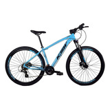 Bicicleta Aro 29 Ksw Xlt 100 - 27vel Alivio 1.0 + K7 + Trava Cor Azul Tamanho Do Quadro 15