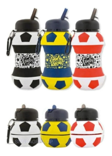 Footy Botella De Silicona Plegable Botfty010 Color Azul Con Amarillo Btfty004