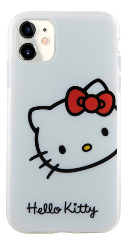 Protector Hello Kitty  Logo Face Blanco Para iPhone