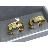 Par Alianças Casamento Noivado  Friso E Pedra 6mm 6g Ouro18k