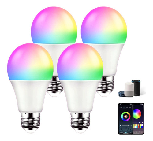 Foco Inteligente Led Wifi Rgbcw Para Homekit Alexa 9w, 4 Uds