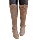 Botas Largas Express Suede Taupe Cremallera Trasera Talla 38