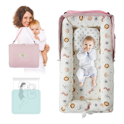 Moisés Cuna Nido Reversible Hibobi Rosa 45x85cm Algodón Portátil | Envío gratis