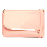 Bolsa Bandolera Mujer Hpc Dama Crossbody Rectangular Lisa Acabado De Los Herrajes Dorado Color Rosa Pálido Color De La Correa De Hombro Dorado Diseño De La Tela Liso